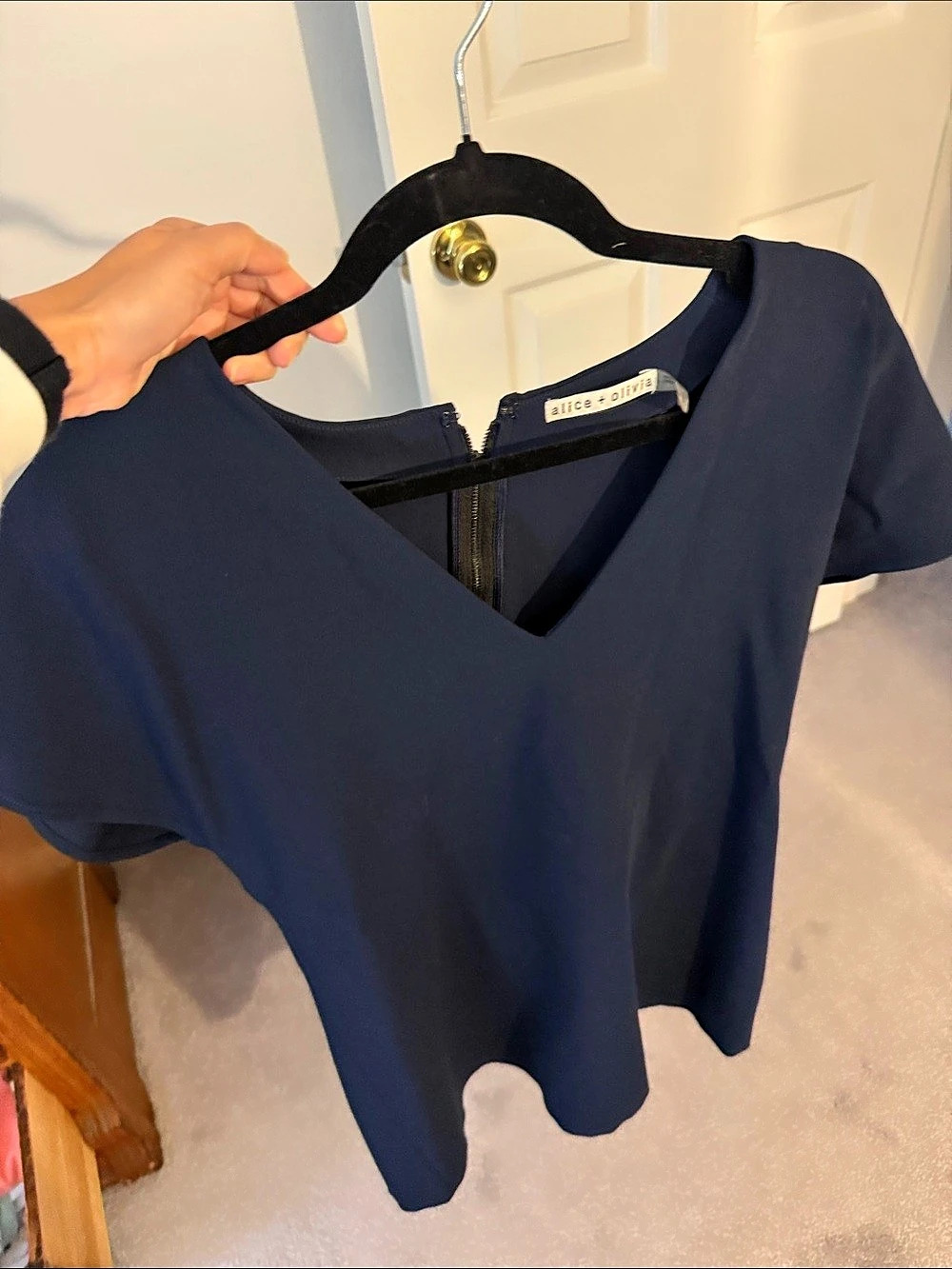 alice + olivia Navy Short Sleeve Blouse
